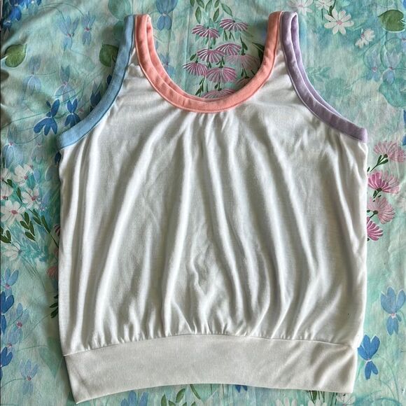Vintage Knit Tank Top - Color Block Bands - L - Picture 1 of 9